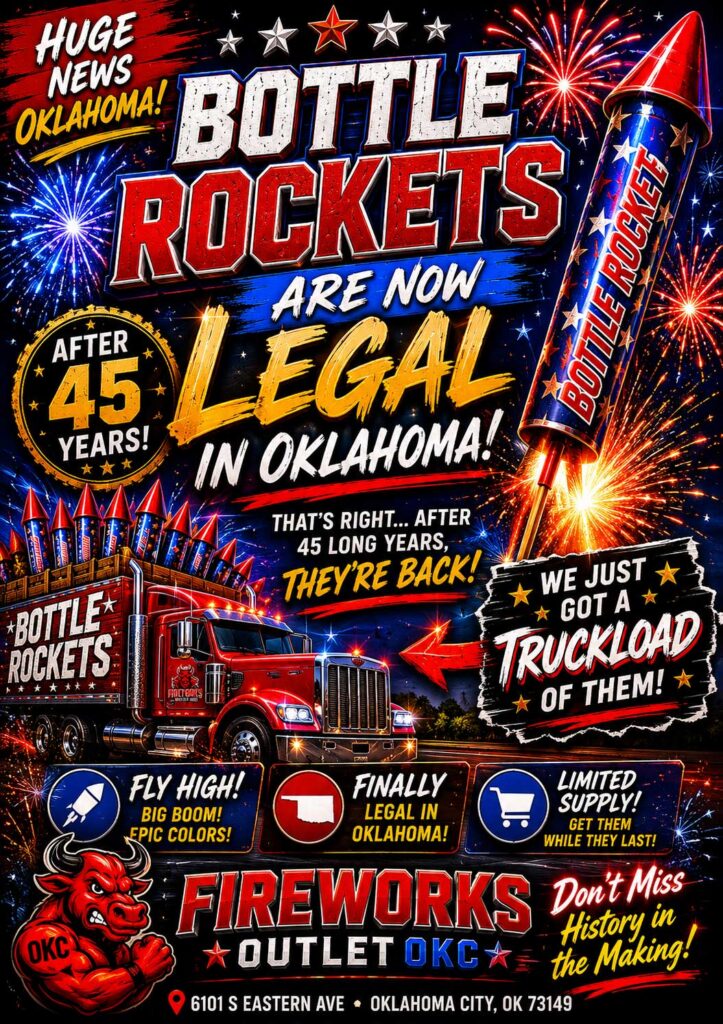 Oklahoma fireworks law 2026 allows bottle rocket sales
